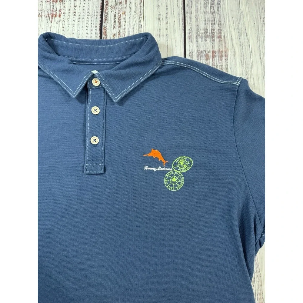Tommy Bahama Polo Shirt Men's Palm Desert Logo Blue Size‎ Large